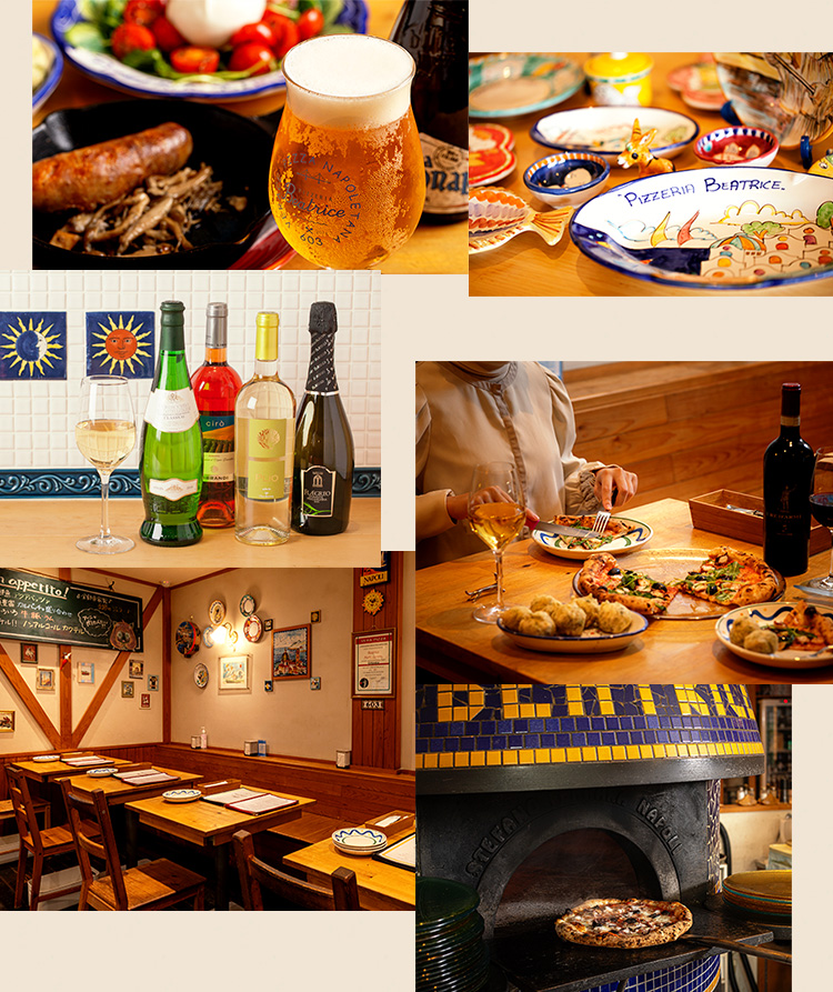 提供シーン 食事シーン 食器 ペアリング ピザ 店内